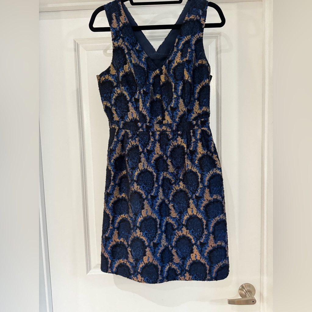 J Crew Peacock Jacquard Fit  Flare Party Dress